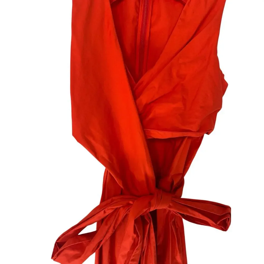 J.Crew Orange Organic Cotton Classy Dressy‎ Sleeve Wrap Top Shirtdress Size 2